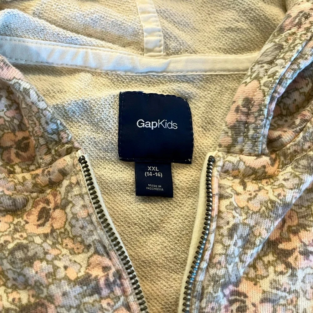 GapKids Girls Floral Zip Hoodie XXL 14-16 100% Cotton Pink Green